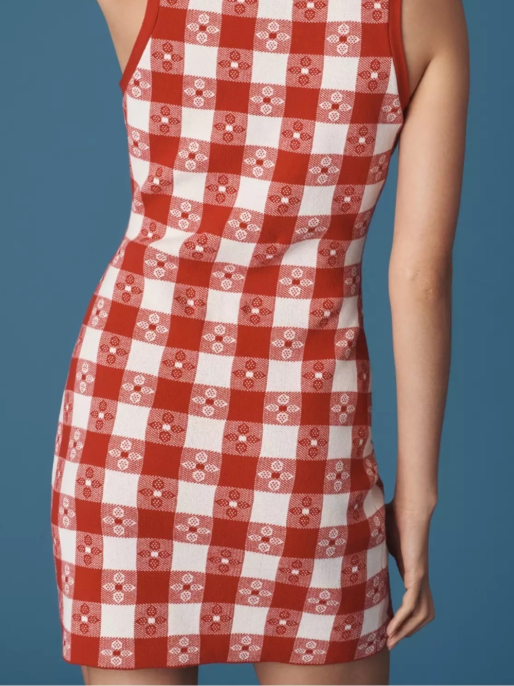 NWOT Anthropologie Rachel Antonoff Red & White Gingham Knit Mini Dress Size M - Picture 5 of 12